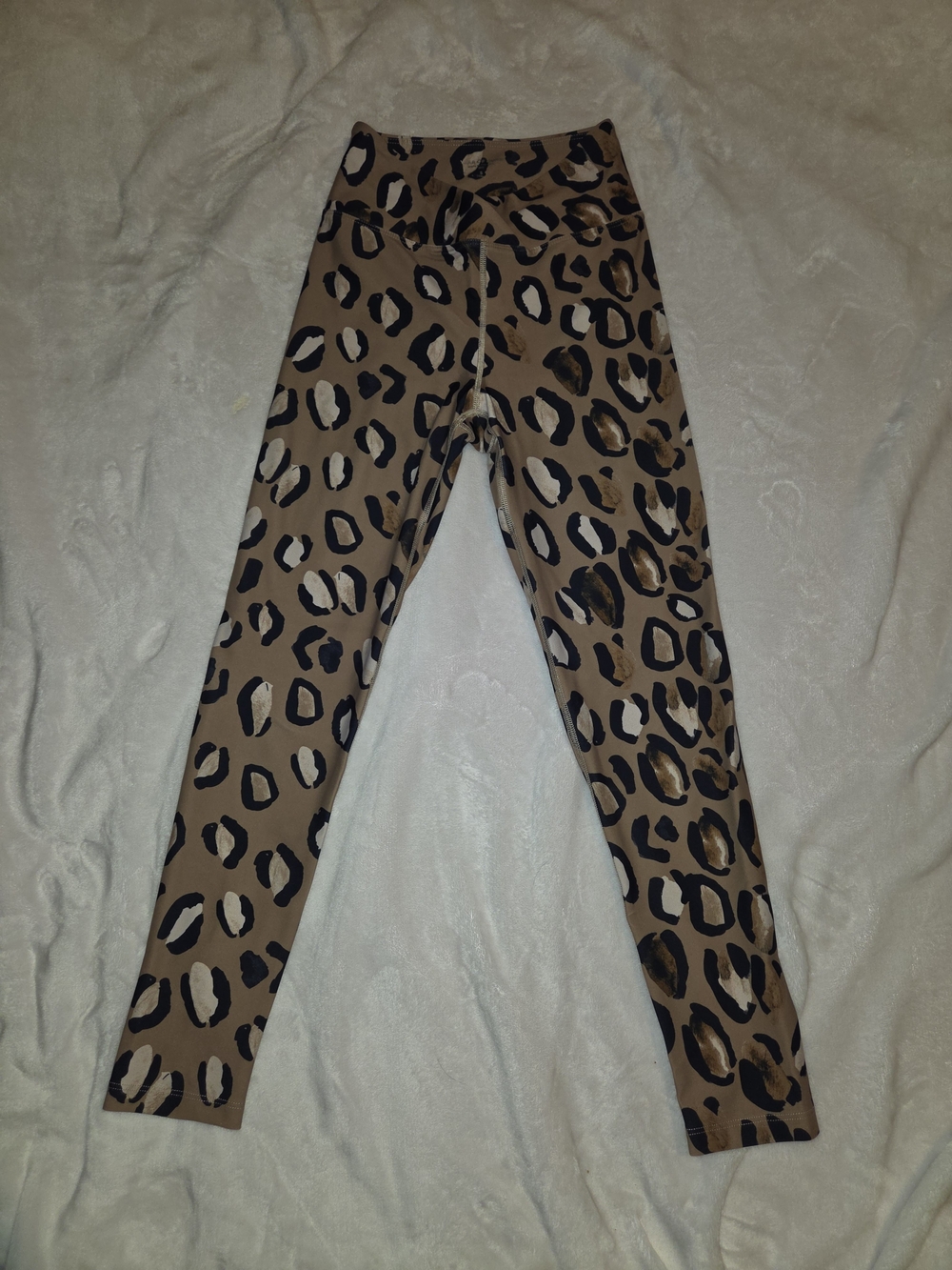 Year of Ours Tan Cross Front Leopard Print Leggings